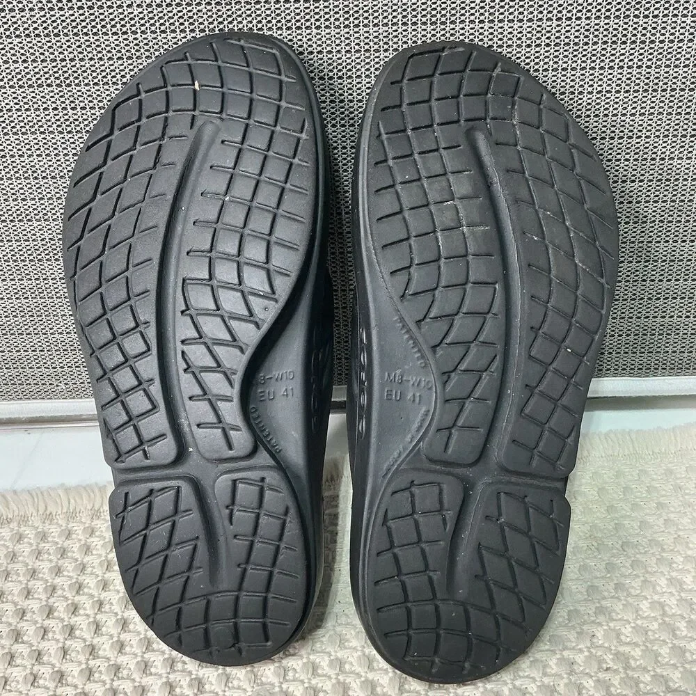 Oofos Ooahh Sport Flip Flops Mens 8 Black Recovery Sandals EU 41